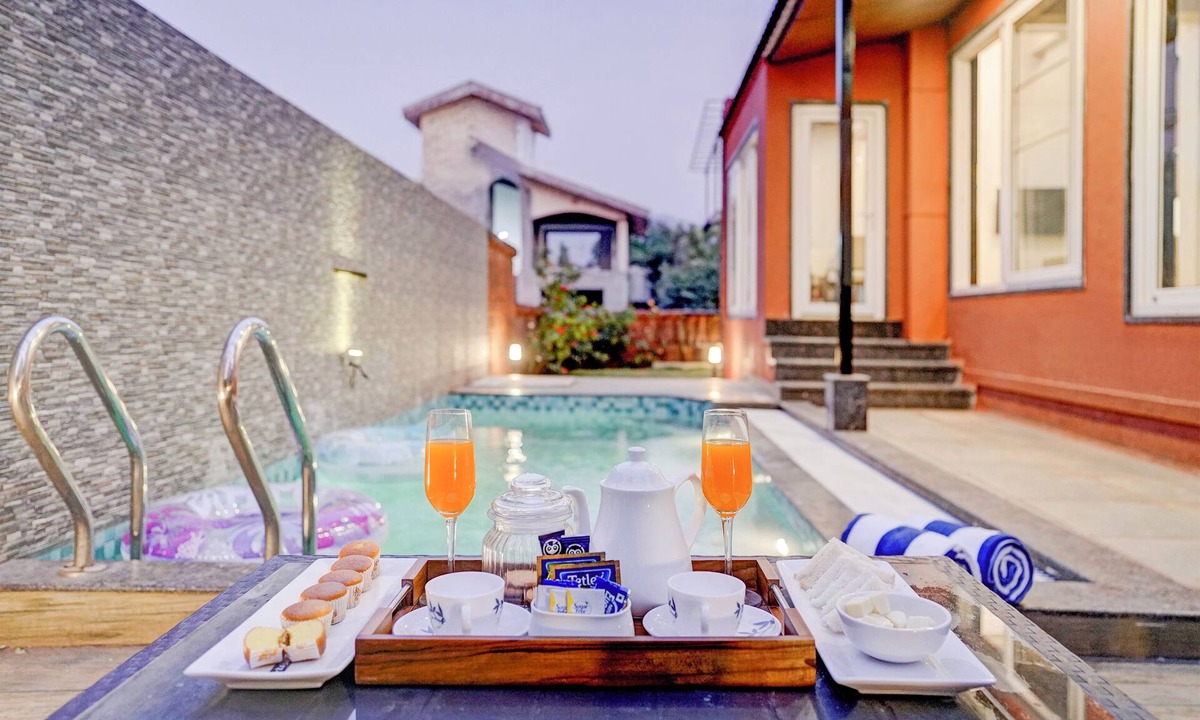 Kune Village Hotel | Elivaas Irene Jade 3BHK Pvt Pool Garden with Balconies