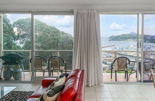 Nelson Bay Apartment | A top floor unit with panoramic views over the marina