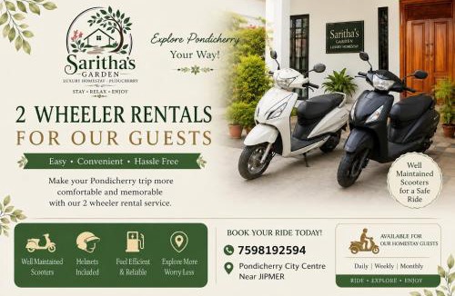 Pondicherry Apartment | SarithaGarden Cozy 2BHK with AC, Wi-Fi