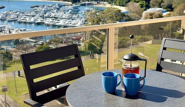 A top floor unit with panoramic views over the marina
