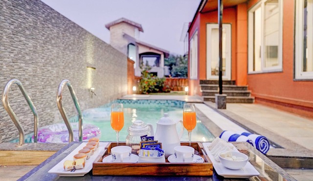 Elivaas Irene Jade 3BHK Pvt Pool Garden with Balconies
